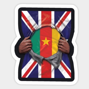 Cameroon Flag Great Britain Flag Ripped - Gift for Cameroonian From Cameroon Sticker